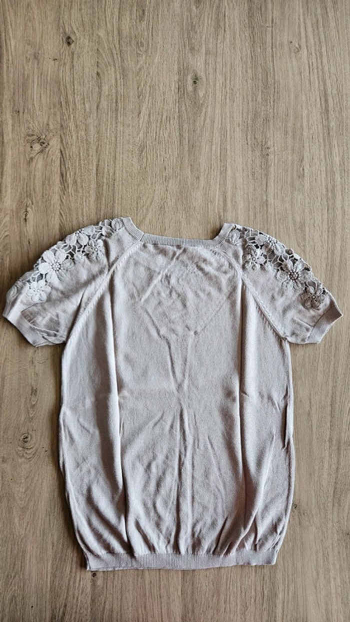 Haut maille et crochet beige taupe, taille S, Naf Naf - photo numéro 3