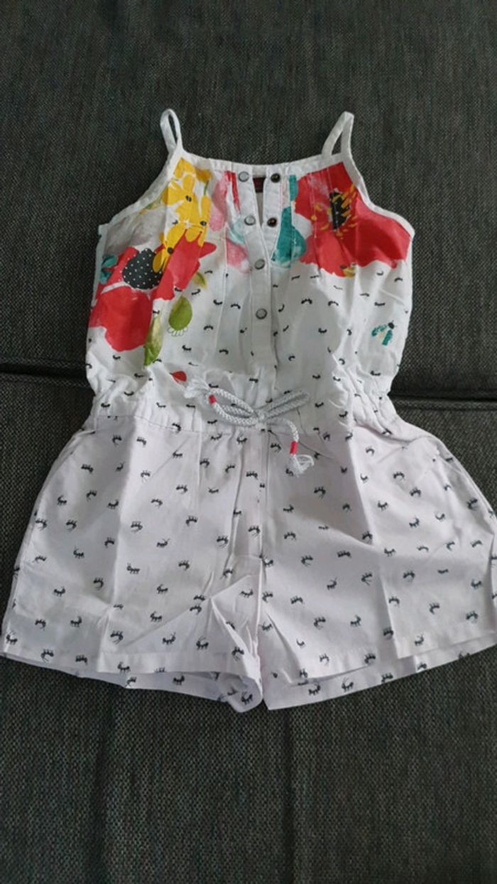 Combinaison blanche a motif fleural 18 mois catimini