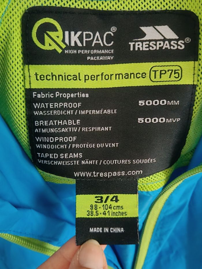 Kway coupe vent trespass 3/4ans - photo numéro 2