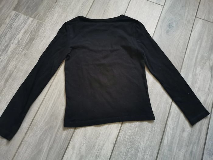 Tee-shirt noir manches longues 8 ans inscription fluo - photo numéro 2