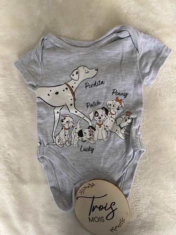 Body Disney – Thème Les 101 Dalmatiens, manches courtes, gris, taille 3 mois 🐾