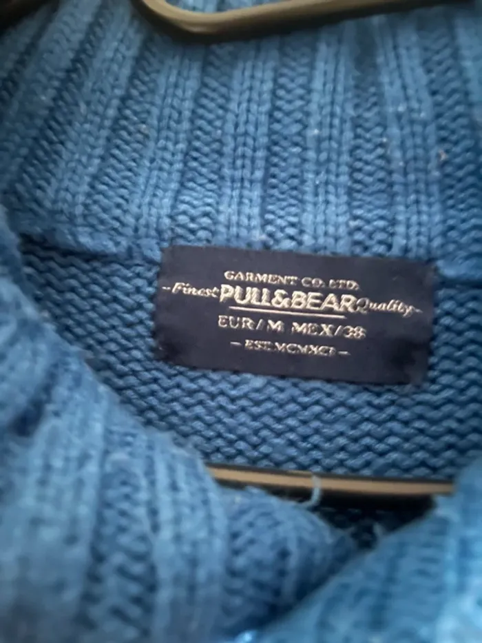 Pull scandinave bleu Pull&Bear homme M - photo numéro 3