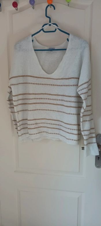 Pull marinière blanc et or