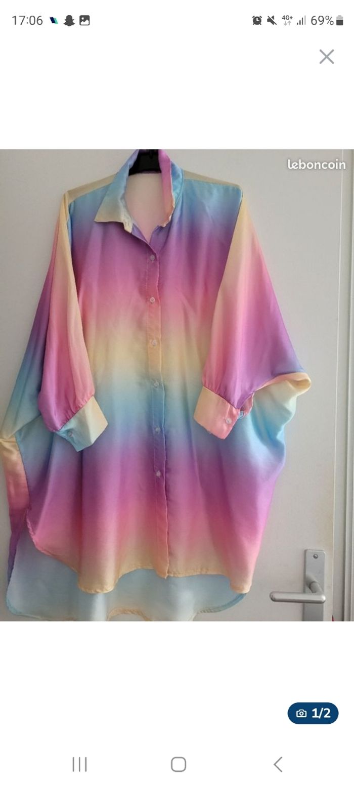 Chemise longue multicolore femme(Taille unique)