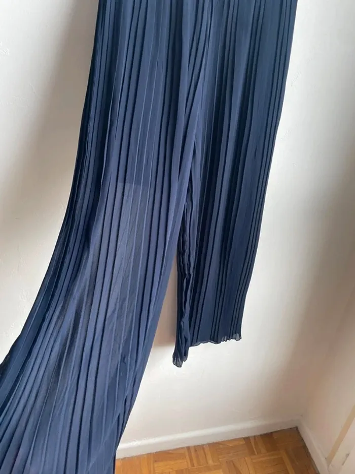 Pantalon large fluide transparent bleu marine - photo numéro 5