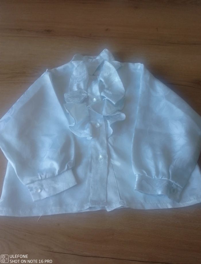 Chemise chemisier manche longues de baptême 4 ans - photo numéro 3