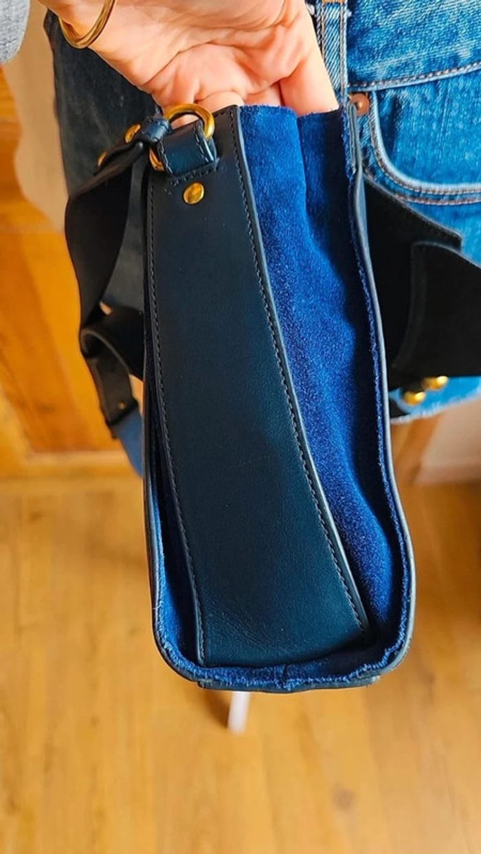 Sac en cuir Nat & Nin marine à bandoulière - photo numéro 7