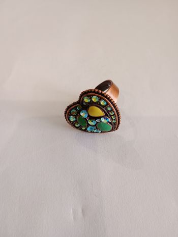 Bague coeur cuivré vert