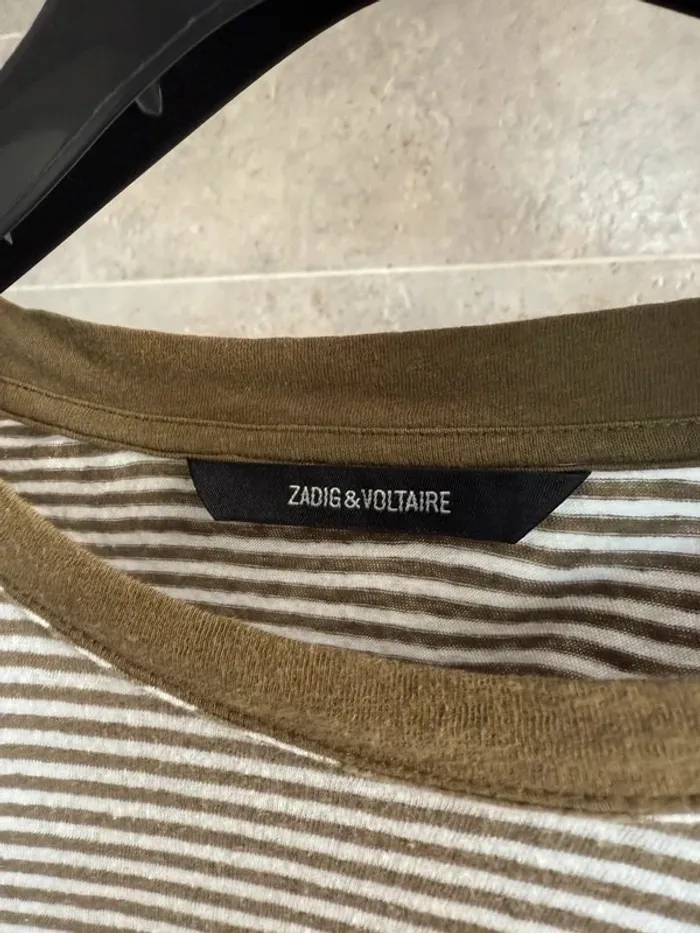 T-shirt marinière Zadig & Voltaire kaki - Taille M - photo numéro 2