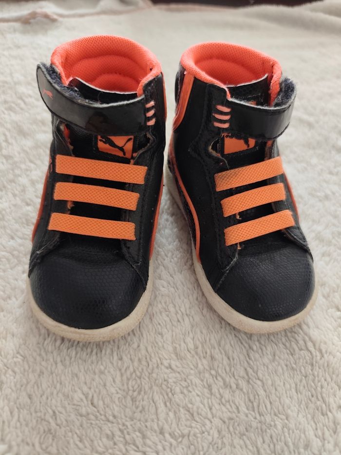 Baskets bébé Puma noir et orange – taille 20 - photo numéro 7