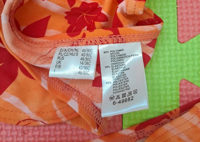 Maillot de bain 2 pièces orange fleurs, taille XL (42/95C) - photo numéro 3