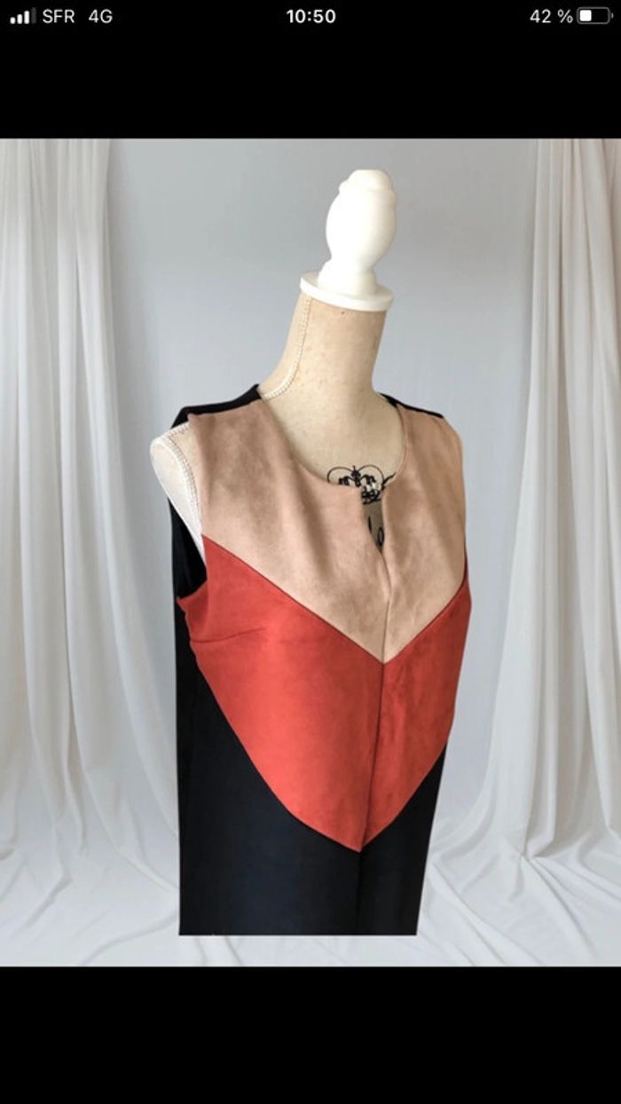 Robe taille 42 noir beige terracotta impeccable - photo numéro 3