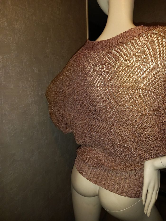 pull en maille dorée paillette brillant morgan de toi taille 36/38 - photo numéro 4
