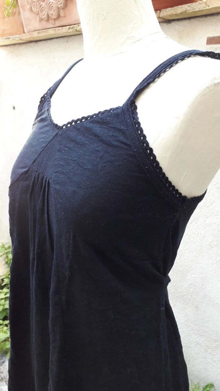 Top tee-shirt coton noir, fines bretelles - photo numéro 3