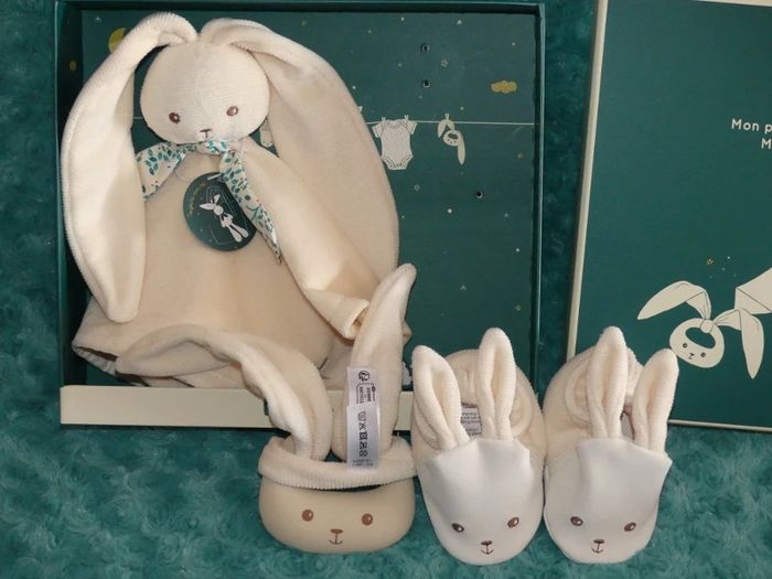 Doudou coffret naissance lapin Kaloo plat crème 🐰Neuf - photo numéro 2