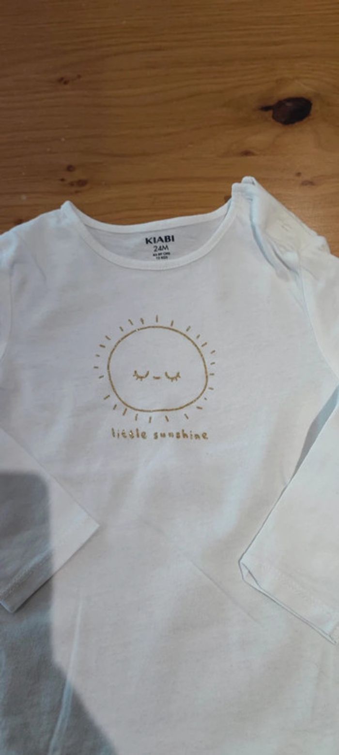 T-shirt ML blanc 24 mois Kiabi - photo numéro 2