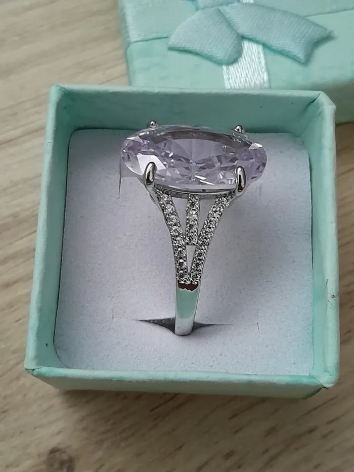 Bague style classique, ovale 4 griffes, grande pierre, strass taille 60 - photo numéro 3