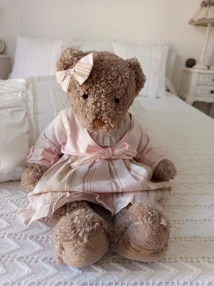 Ourson look vintage robe beige et rose Louise Mansen - photo numéro 5
