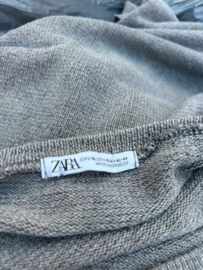 Pull léger Zara gris maille XL - col rond large - photo numéro 6