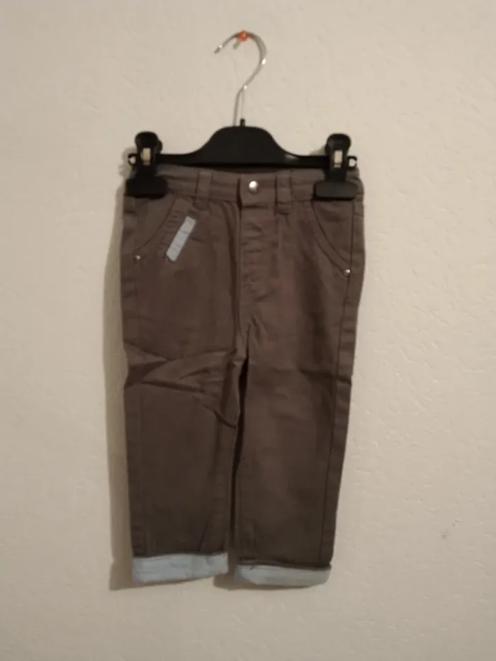pantalon gris taille élastiquée mes petits cailloux garcon 18 mois 80cm