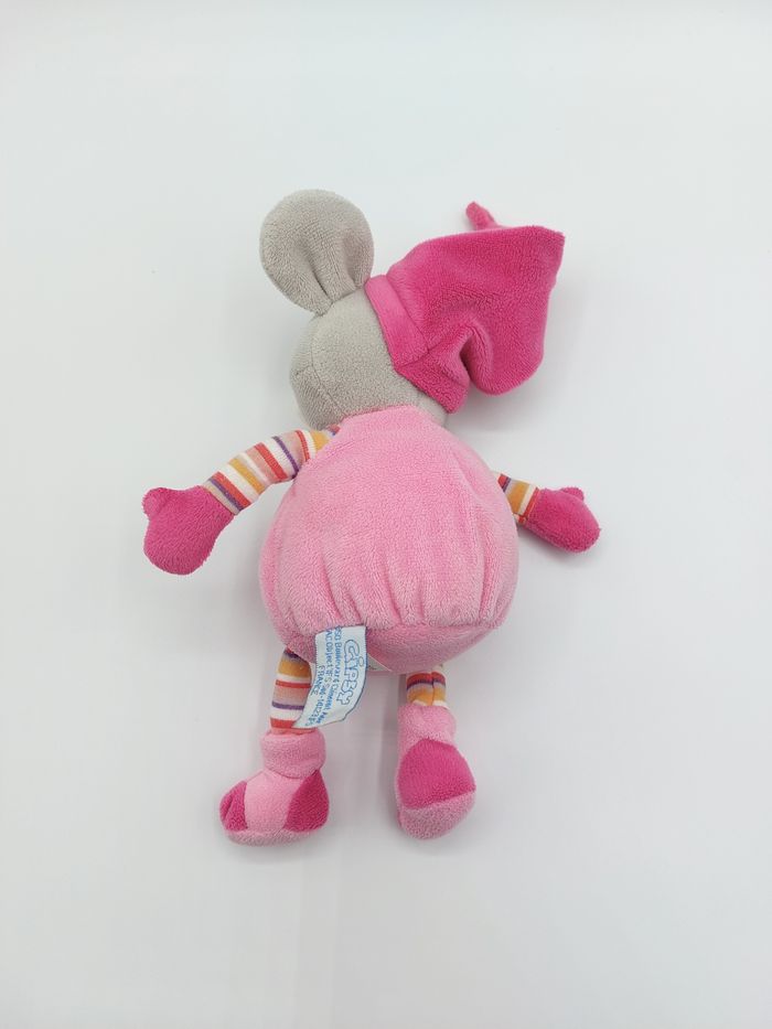 Peluche doudou souris rose gris GIPSY rayures 21 cm - le son ne fonctionne plus - photo numéro 2