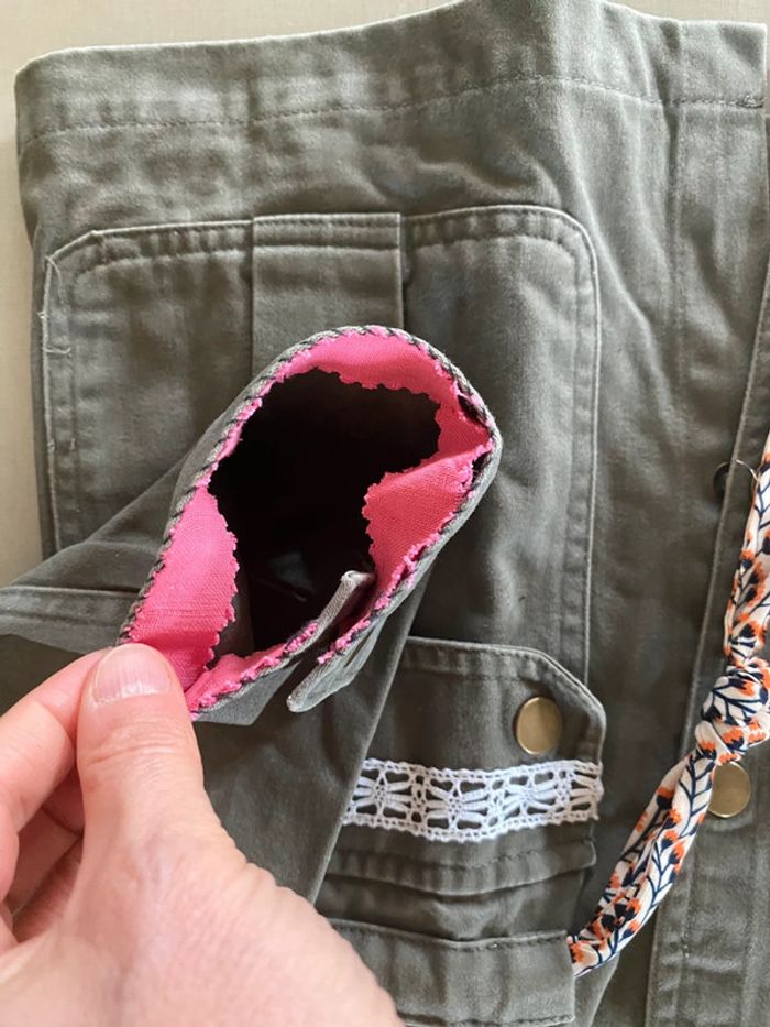 Veste style militaire kaki upcyclé taille 38 cache cache - photo numéro 10