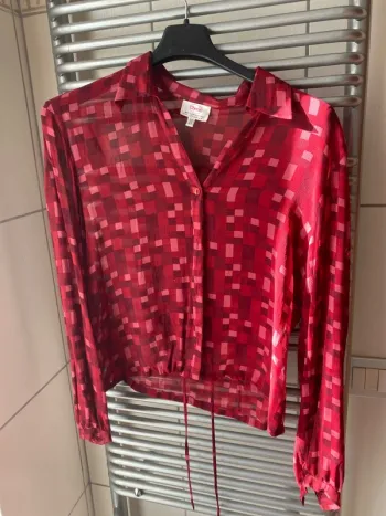 Camicia vintage Cherie tg42 in velo colorato rosso