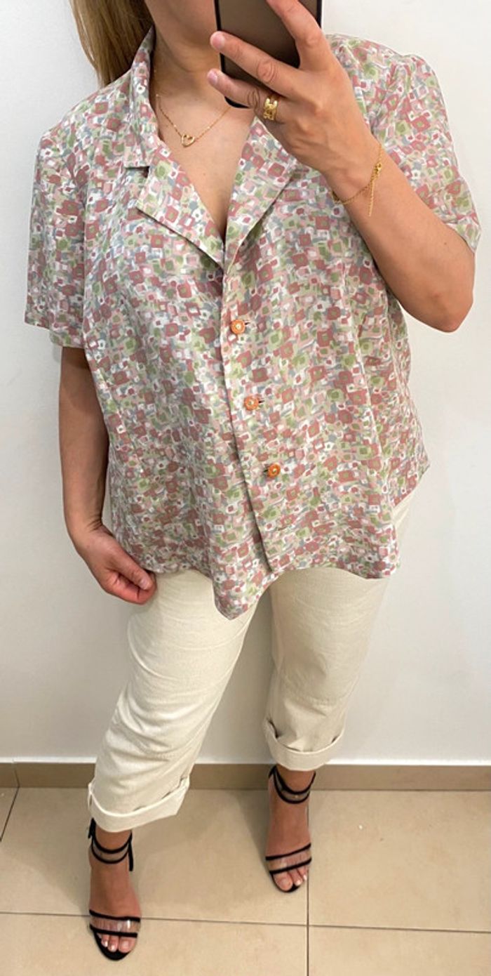 Chemise fluide vintage fait main taille 44-46 - photo numéro 4