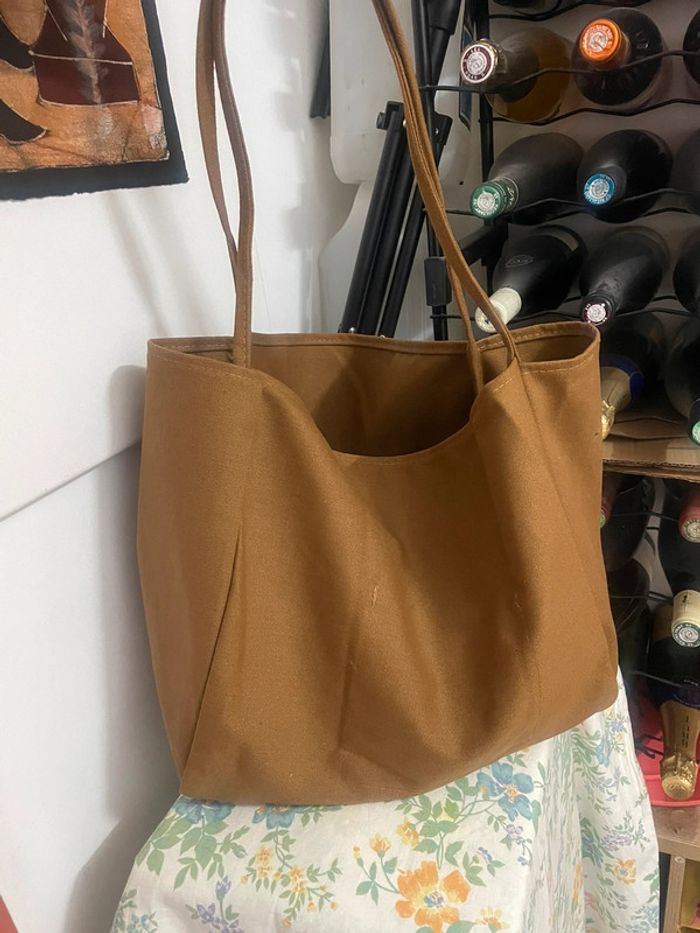 Sac à bandoulière marron décontracté en toile très résistant et de grande capacité - photo numéro 8