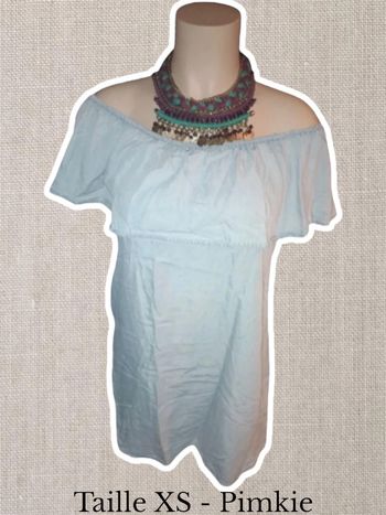 Robe épaules dénudée 👗 bleu ciel - Taille XS - Pimkie