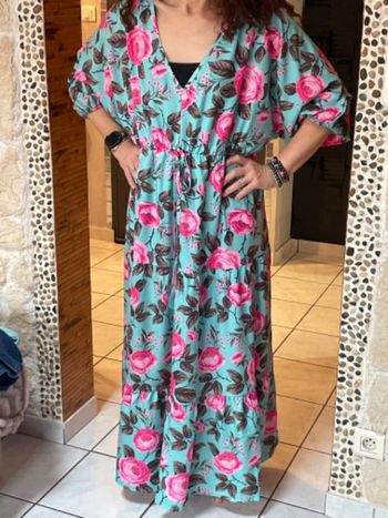 Robe longue fleurie. Bohême. T:3XL