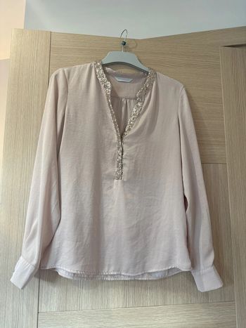 Blouse satin rose poudré sequin 38 promod