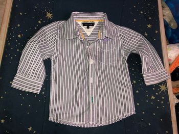 Tommy hilfiger superbe chemise à rayures violet et blanc 9/12 mois