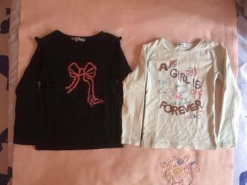 Lot de 2 hauts ML 3/4 ans Vynil Fraise & Kiss Mélody (3€)