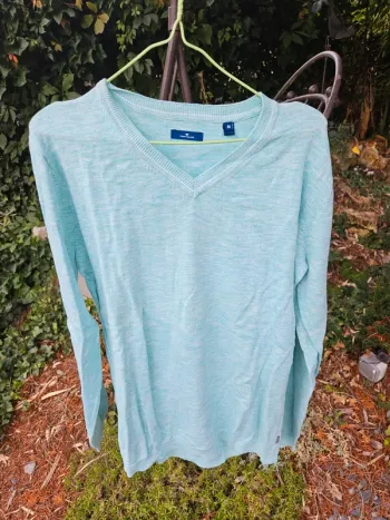 Sweat col V vert M