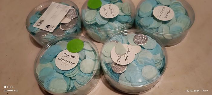 Confettis d'anniversaire mariage turquoise argenté neuf