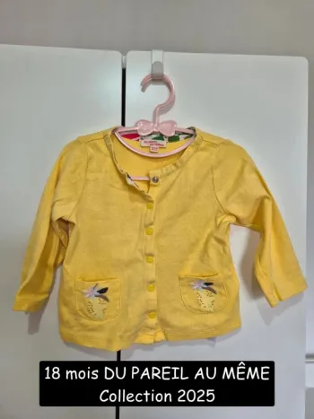 Collection 2025 Du pareil au même 18 mois 80 cm cardigan jaune gilet brodé