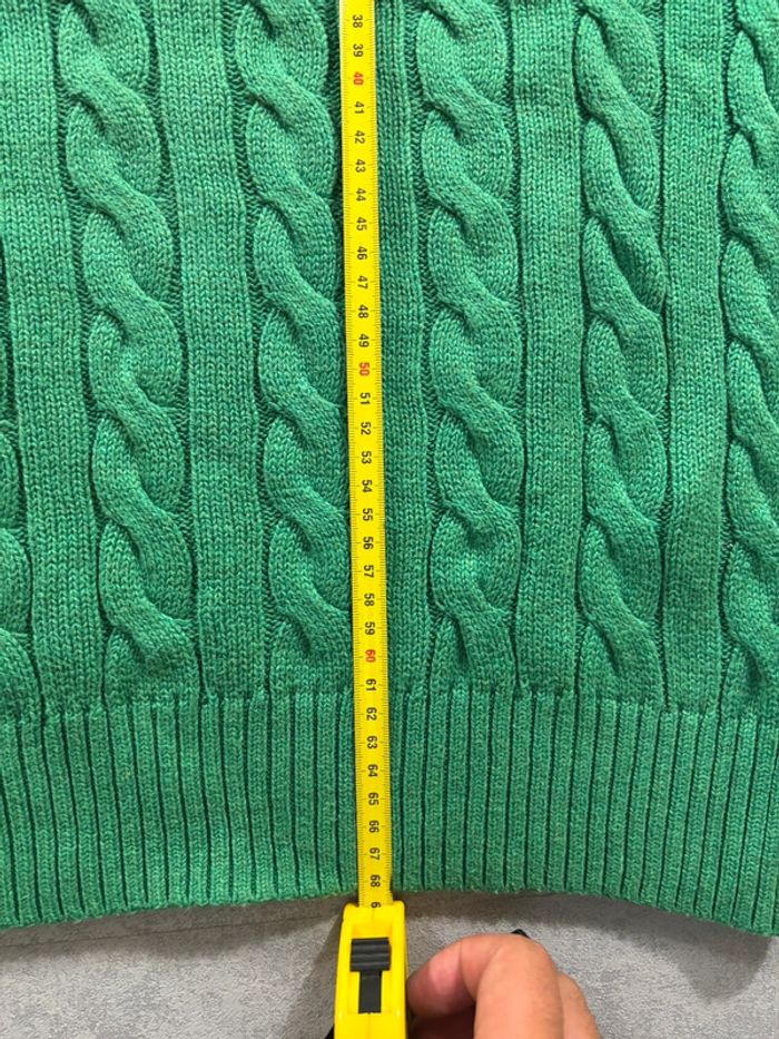 Pull Torsadé Ralph Lauren Vert logo brodé bleu Taille XL - photo numéro 12