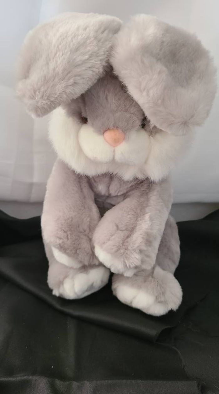 Peluche Lapin gris blanc Lascar 36 cm - photo numéro 3