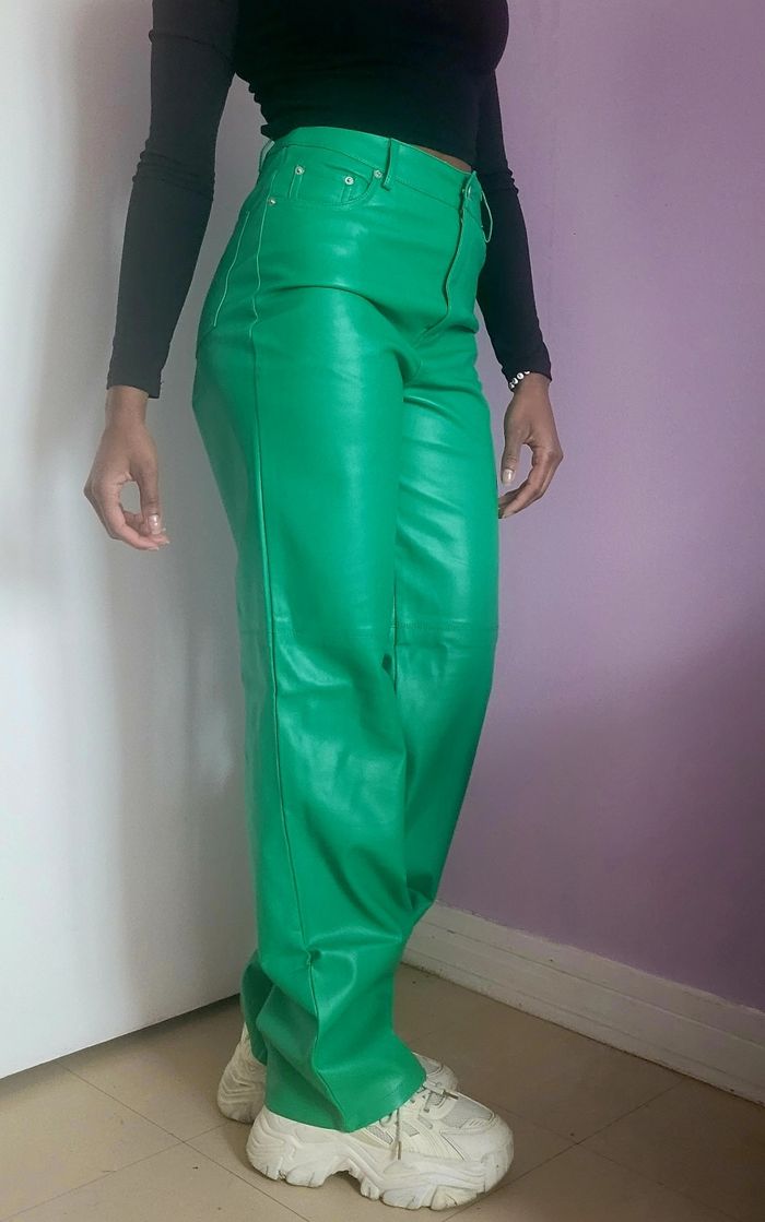 Pantalon taille haute vert