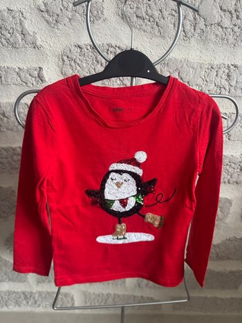 Tee shirt fille 6 ans gé mo rouge pingouin