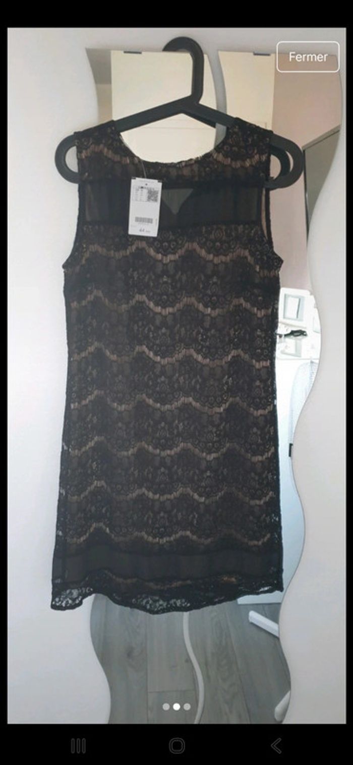 Robe noire dentelle 36 promod etiquetée cocktail cérémonie - photo numéro 2