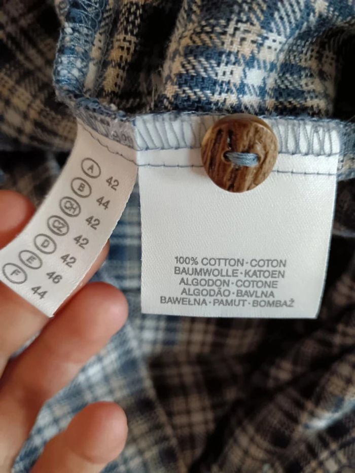 Surchemise à carreaux bleu blanc flanelle coton - photo numéro 7