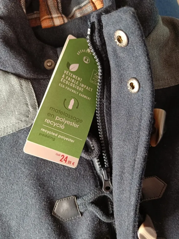 Manteau hiver 9 mois neuf capuche bleu foncé bébé garçon - photo numéro 6