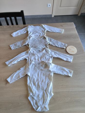 Lot de 4 bodies manches longues fille 12 mois