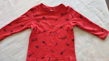 T-shirt manches longues 2 ans rouge tape a l'oeil