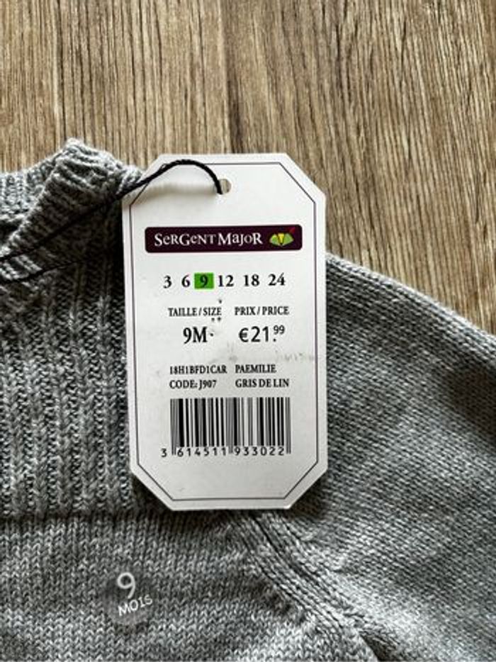 Gilet boléro gris bébé Sergent Major 9 mois NEUF - photo numéro 2