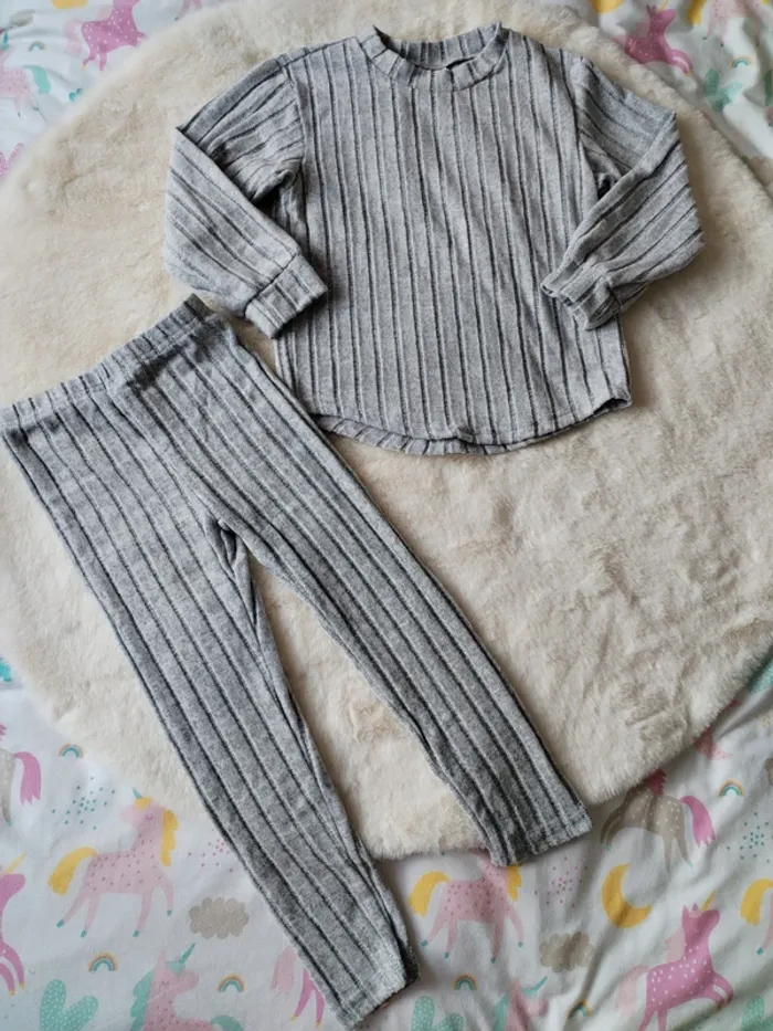 Ensemble pantalon et haut côtelé 6 ans neuf gris - photo numéro 4