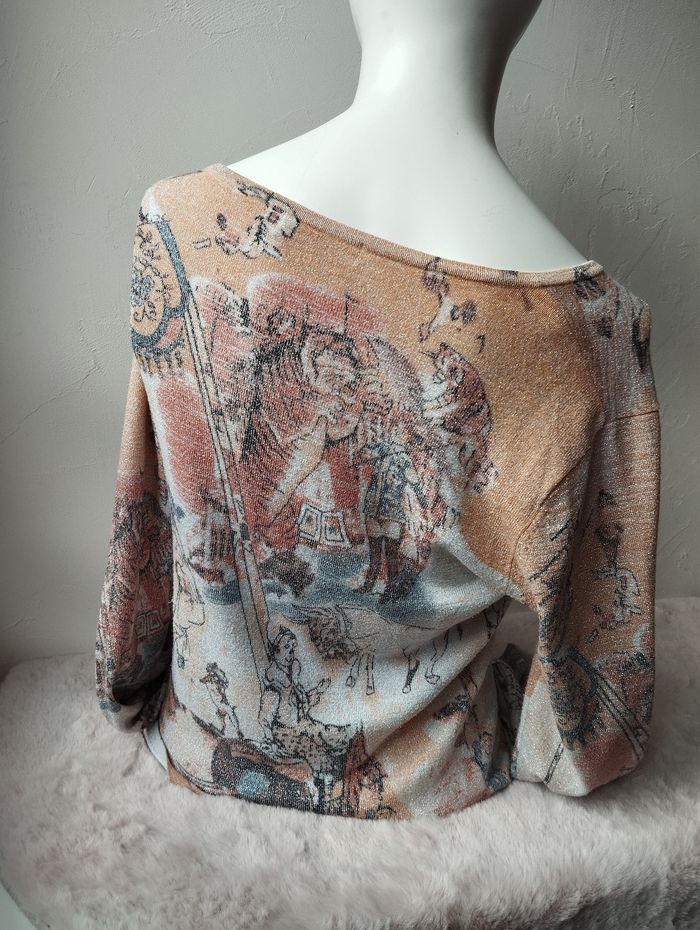 Blouse manches longues multicolore clair a paillettes vintage - photo numéro 3