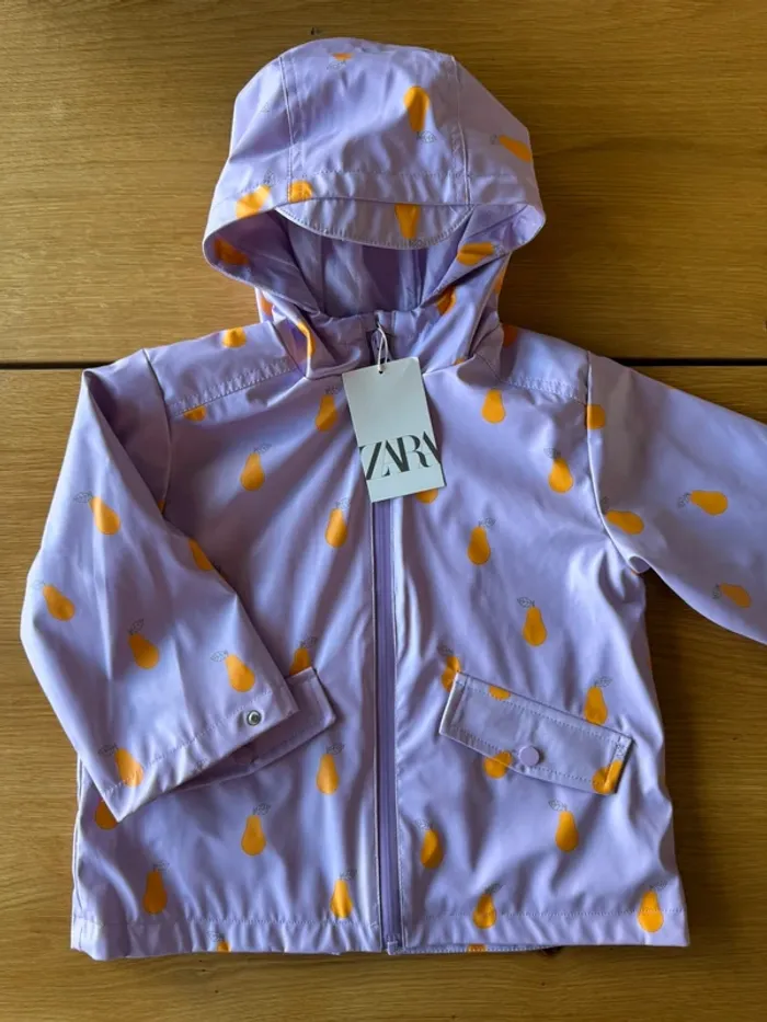Veste imperméable chaude à capuche violet clair/lila/parme NEUVE - Taille 4 Ans - photo numéro 2